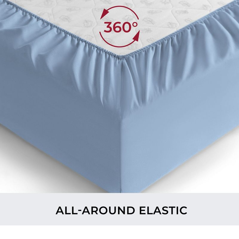 Mellanni Microfiber Fitted Sheet Up to 16" Deep Pocket, Full, Blue Hydrangea