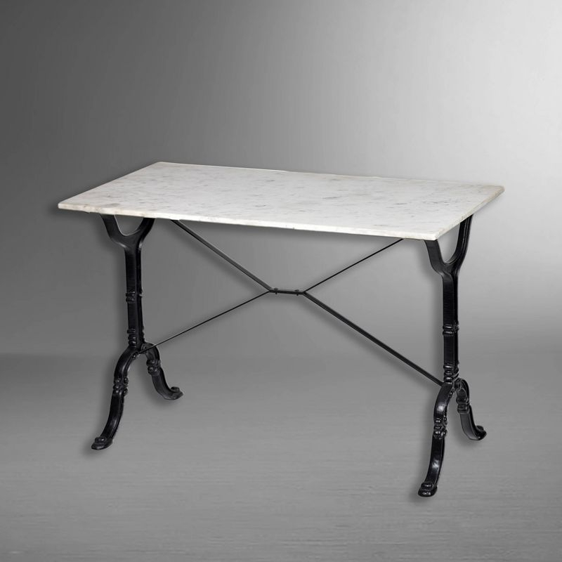 Carolina Living Draven Marble Top Bar Table White/Black: Iron Frame, 36" High Counter Table