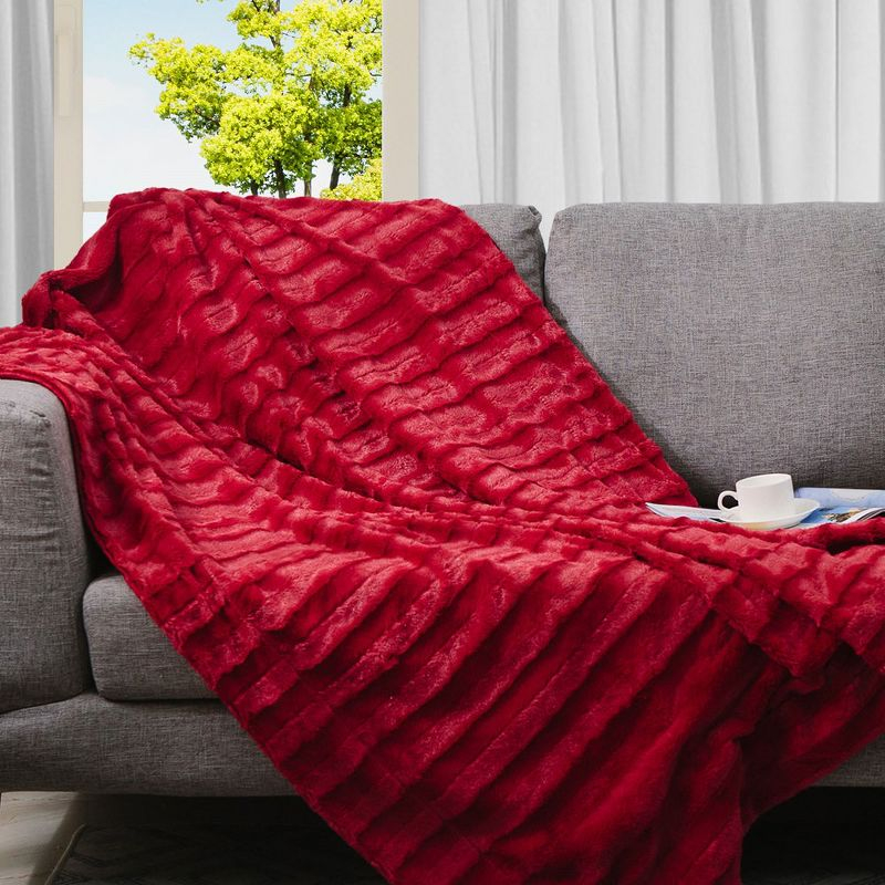Cheer Collection Ultra Soft Faux Fur Throw Blanket - Maroon (88" x 108")
