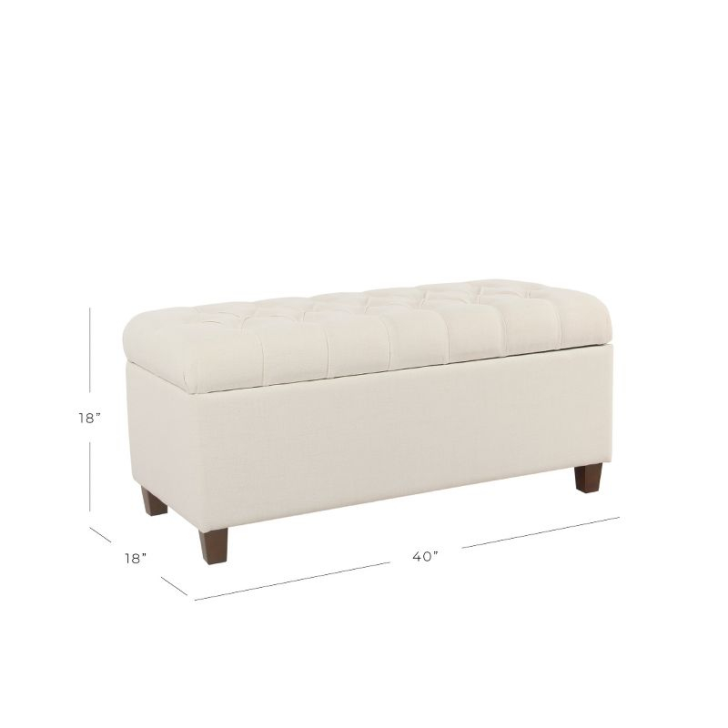Ainsley Button Tufted Storage Bench Cream - HomePop: Upholstered Ottoman for Family Room