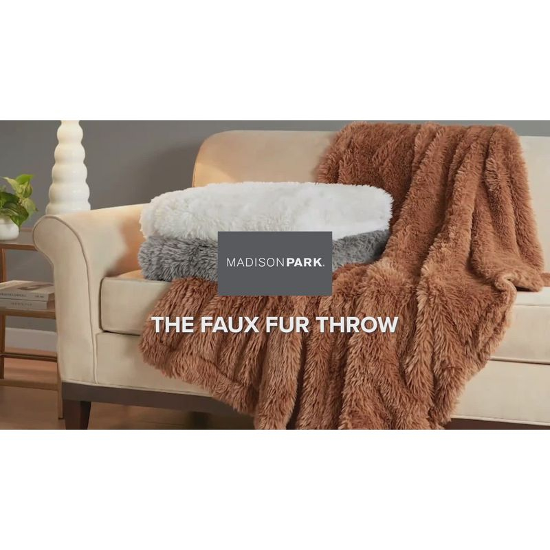 50"x60" Amaya Faux Fur Throw Blanket Gray - Madison Park