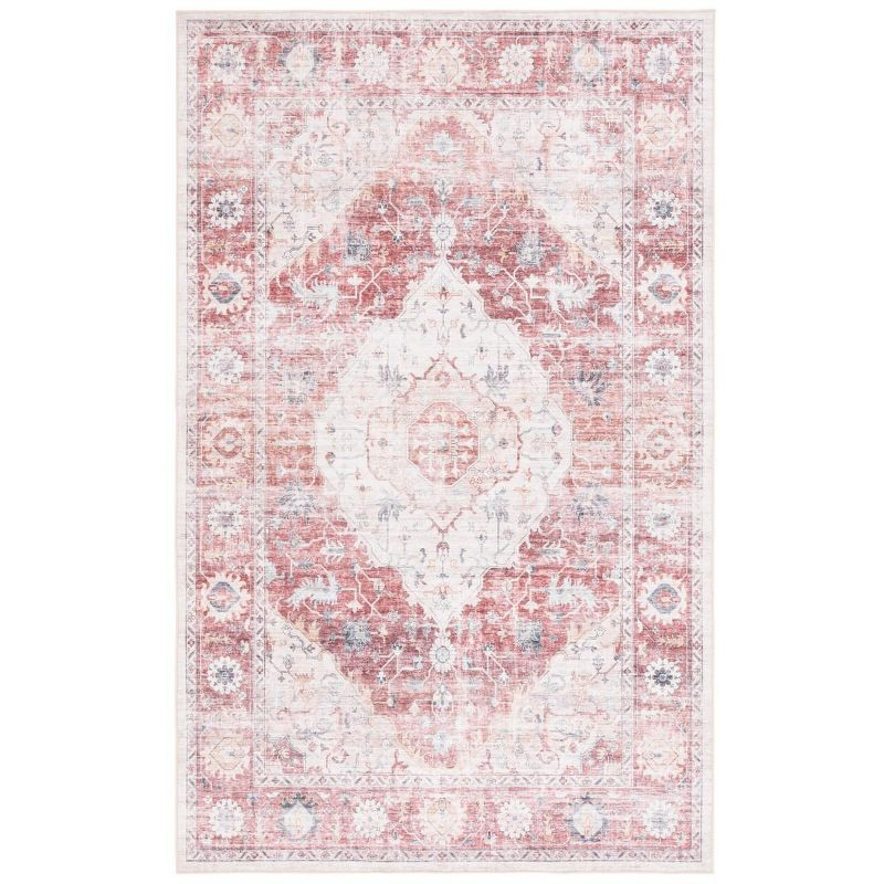 Arizona ARZ517 Power Loomed Machine Washable Area Rug - Light Red/Beige - 5'x8' - Safavieh.
