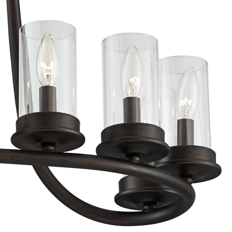 Franklin Iron Works Heritage Bronze Linear Pendant Chandelier 29 3/4" Wide Farmhouse Rustic Glass Shade 8-Light Fixture for Dining Room Kitchen Island