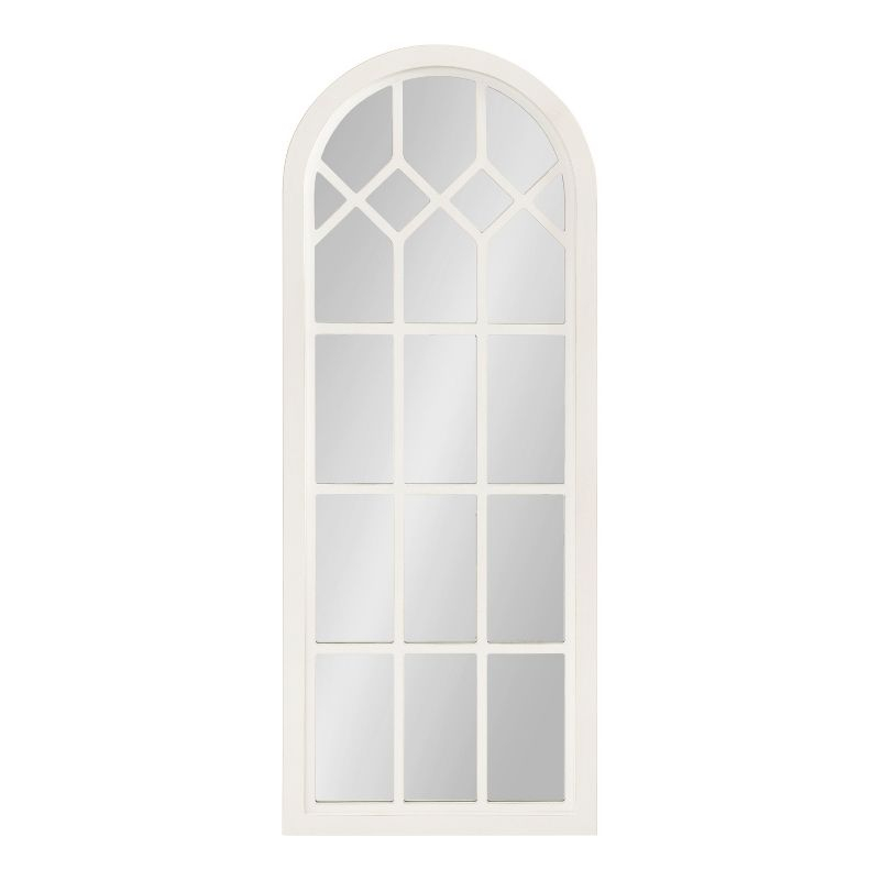 Kate and Laurel Gilcrest Arch Wood Windowpane Mirror, 18x47, White