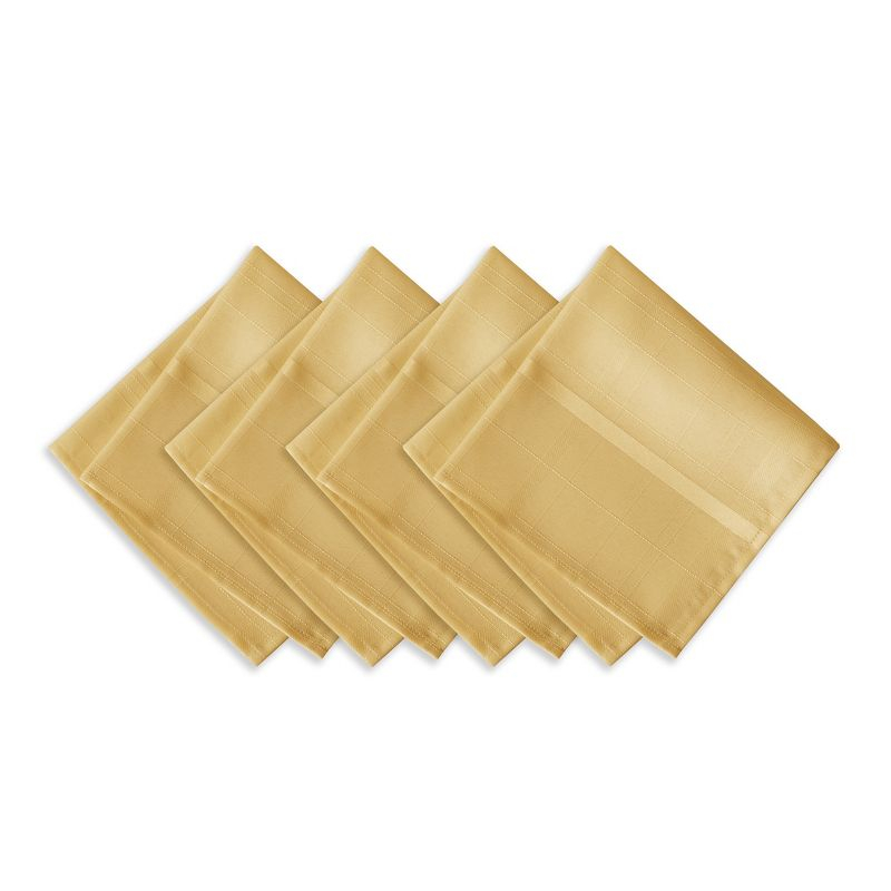 Elegance Plaid Stain Resistant Napkin Set of 4 - 17" x 17" - Ribbon Gold - Elrene Home Fashions