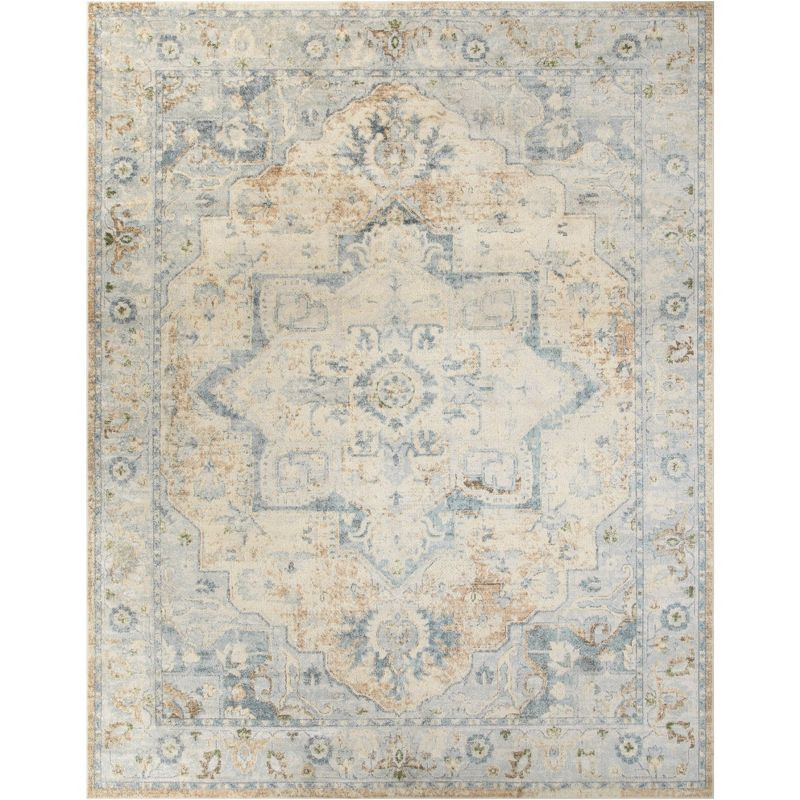 Nourison Astra Machine Washable Vintage Medallion Indoor Rug Beige Blue 9' x 12'