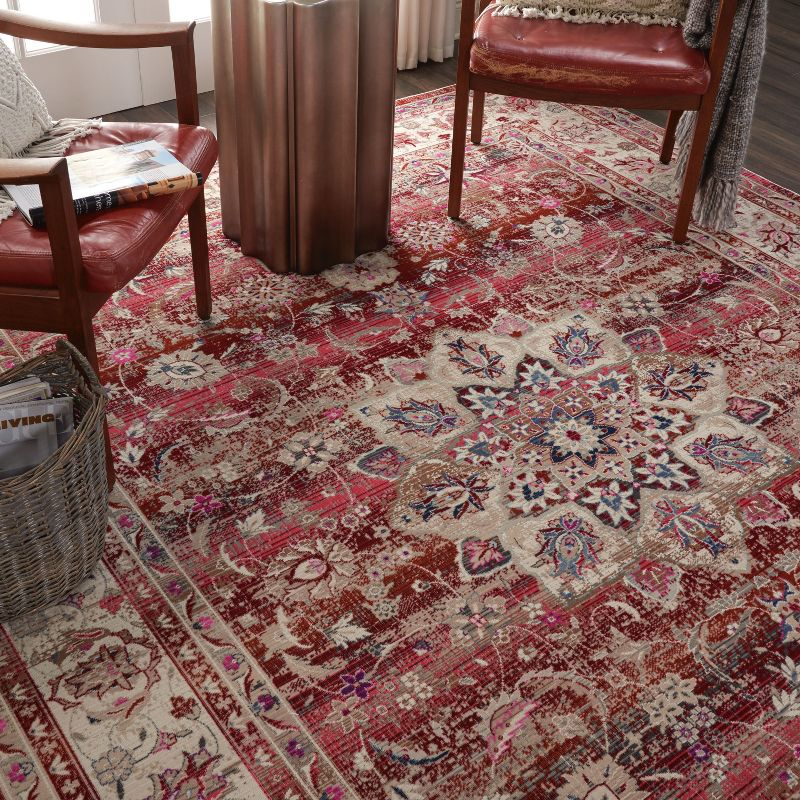 Nourison Vintage Kashan VKA01 Burgundy/Ivory/Blue Indoor Area Rug - 7'10 x 9'10
