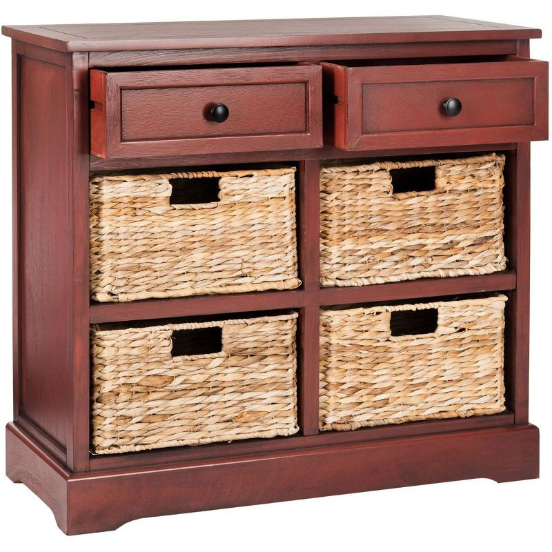 Herman Storage Unit with Wicker Baskets - Red - Safavieh.