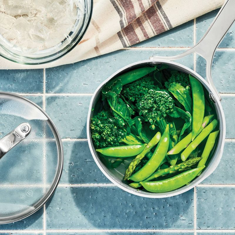 1.5qt Nonstick Ceramic Coated Aluminum Sauce Pan Cream - Figmint™: Induction Safe, Dishwasher Safe, 1 Year Warranty