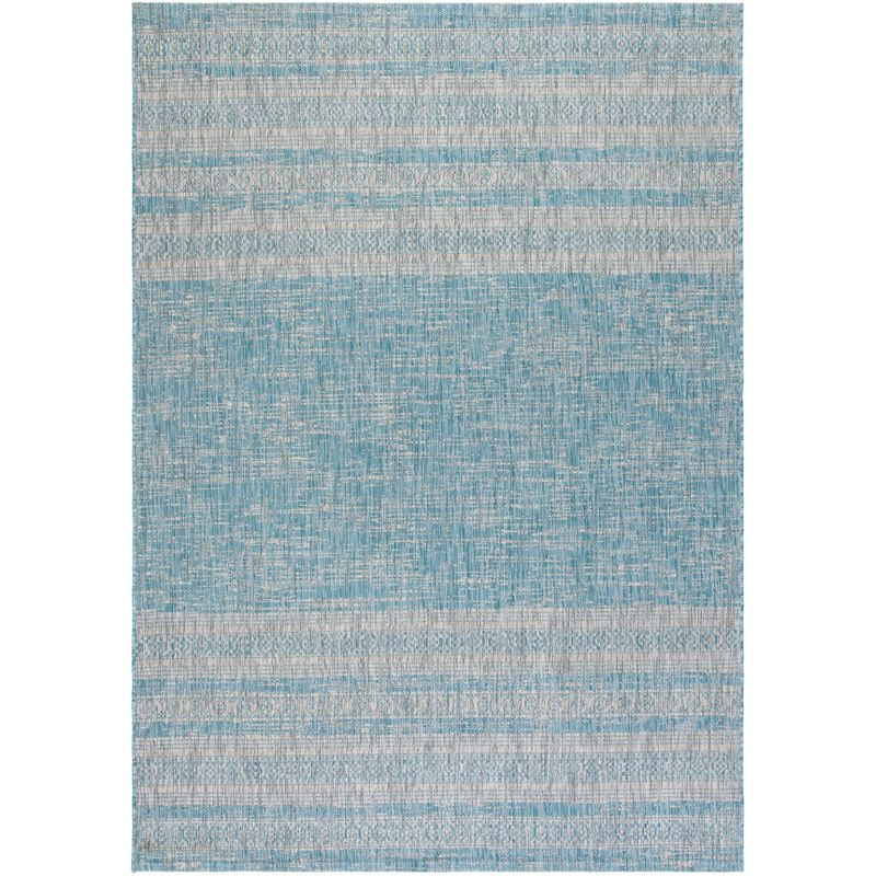 Courtyard CY8061 Power Loomed Indoor and Outdoor Area Rug - Aqua/Grey - 8'x10' - Safavieh