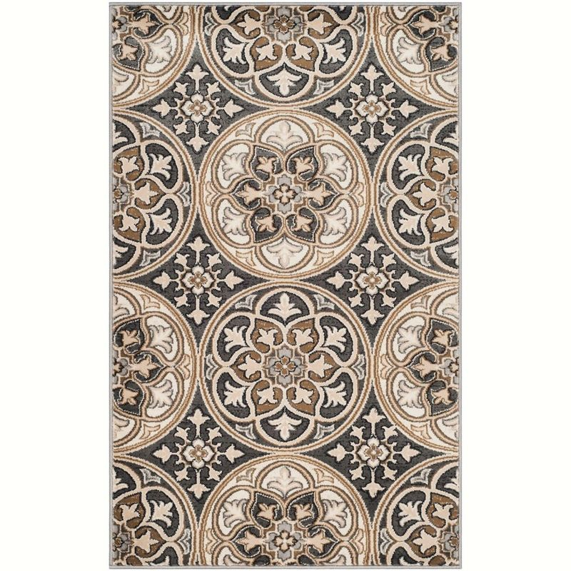 Lyndhurst LNH341 Power Loomed Area Rug - Light Grey/Beige - 4'x6' - Safavieh