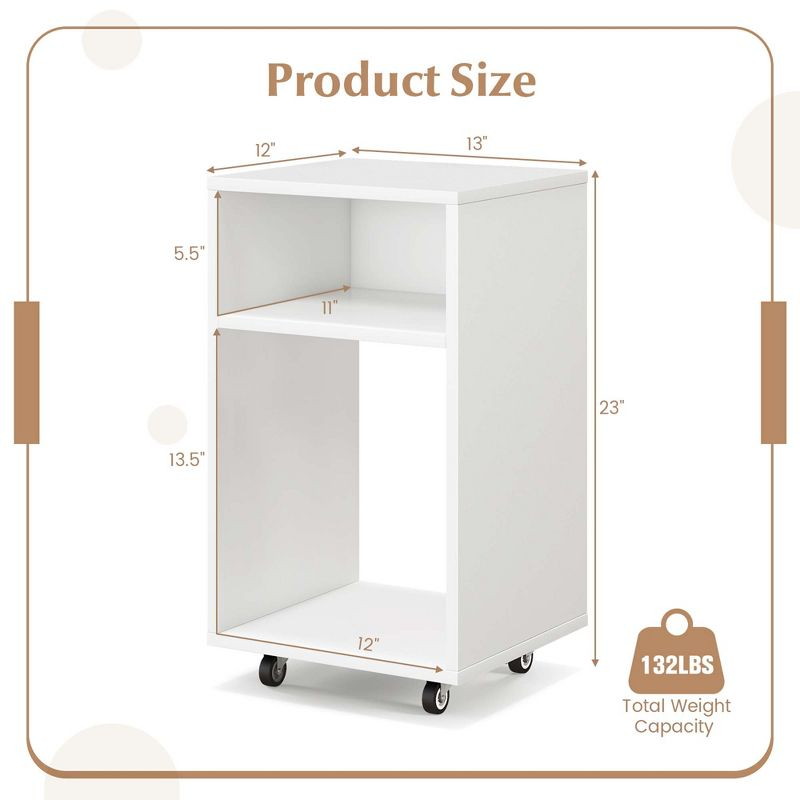 Costway Mobile File Cabinet Wooden Printer Stand Vertical Storage Organizer Home Office