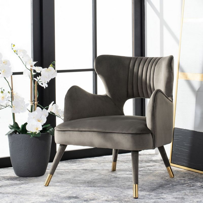 Blair Wingback Accent Chair - ACH4504 - Shale/Gold - Safavieh