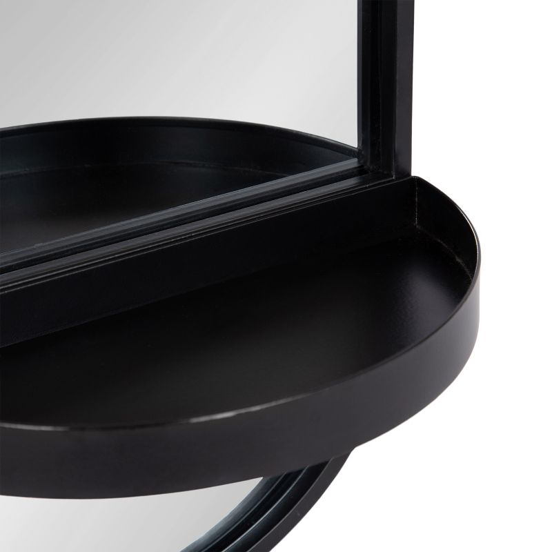 11"x25" Estero KD Metal Wall Mirror with Shelf Black - Kate & Laurel All Things Decor: Oval, Mid-Century Modern