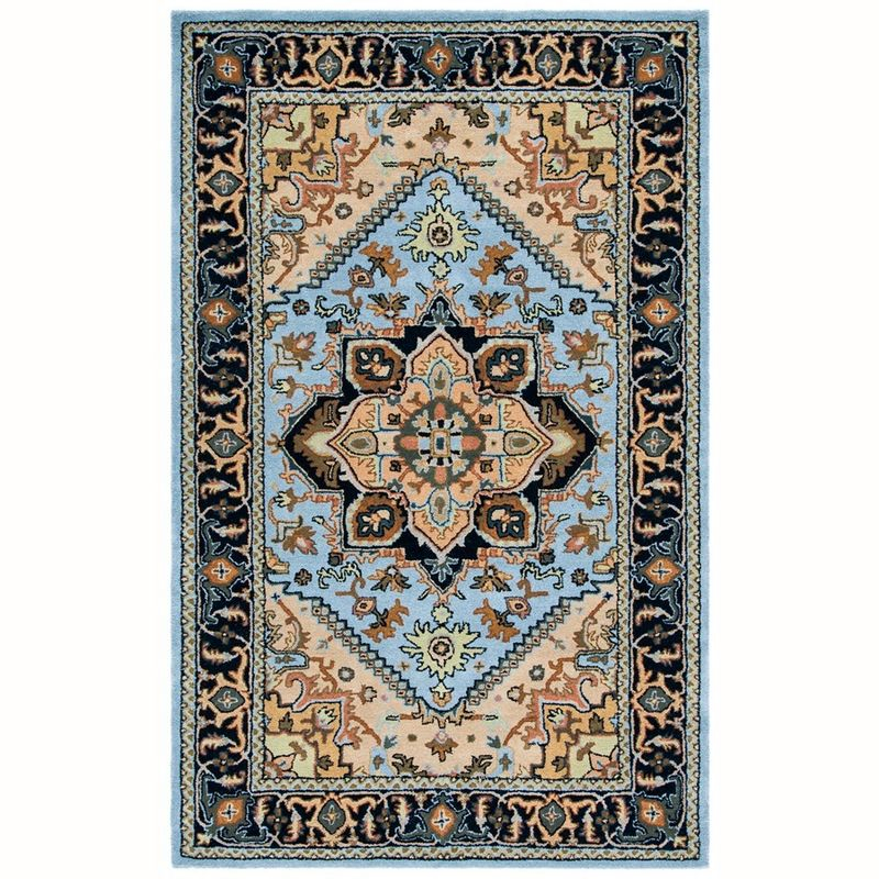Heritage HG625 Handmade Area Rug - 5'x8' - Blue/Light Brown - Safavieh