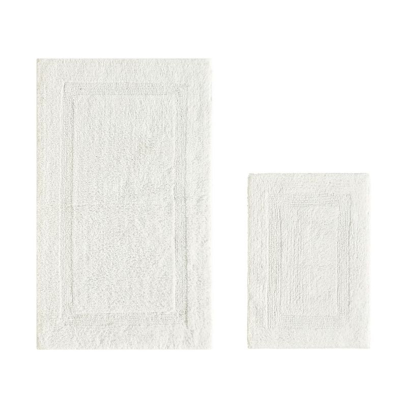 Better Trends Lux 100% Cotton Tufted Solid Reversible Bath Rug Set 2 PC (17" x 24" | 24" x 40") - Ivory