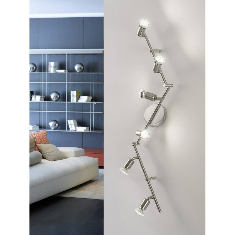 EGLO Buzz 6-Light Track Light Matte Nickel: Transitional Style, Adjustable, ETL Listed, Halogen