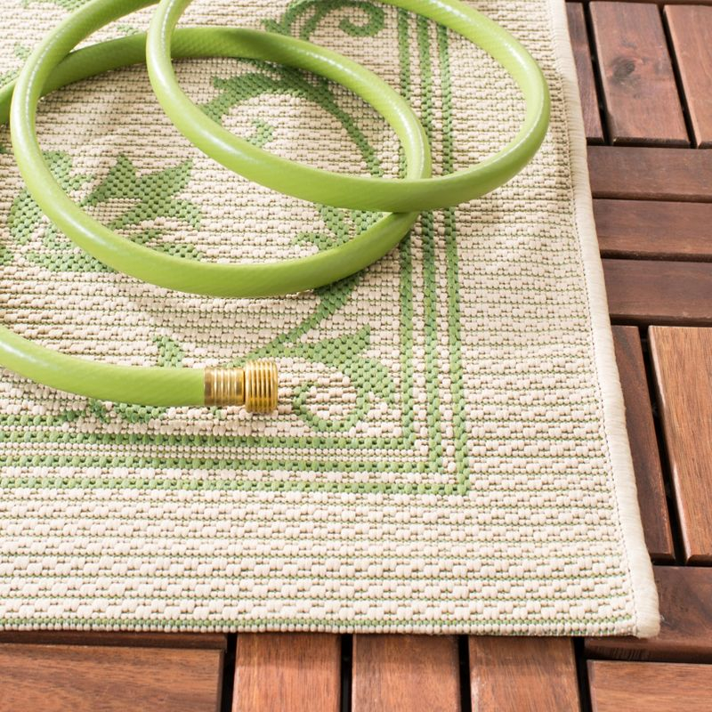 Courtyard CY2098 Power Loomed Indoor and Outdoor Area Rug - Natural/Olive - 7'10"x7'10" - Safavieh