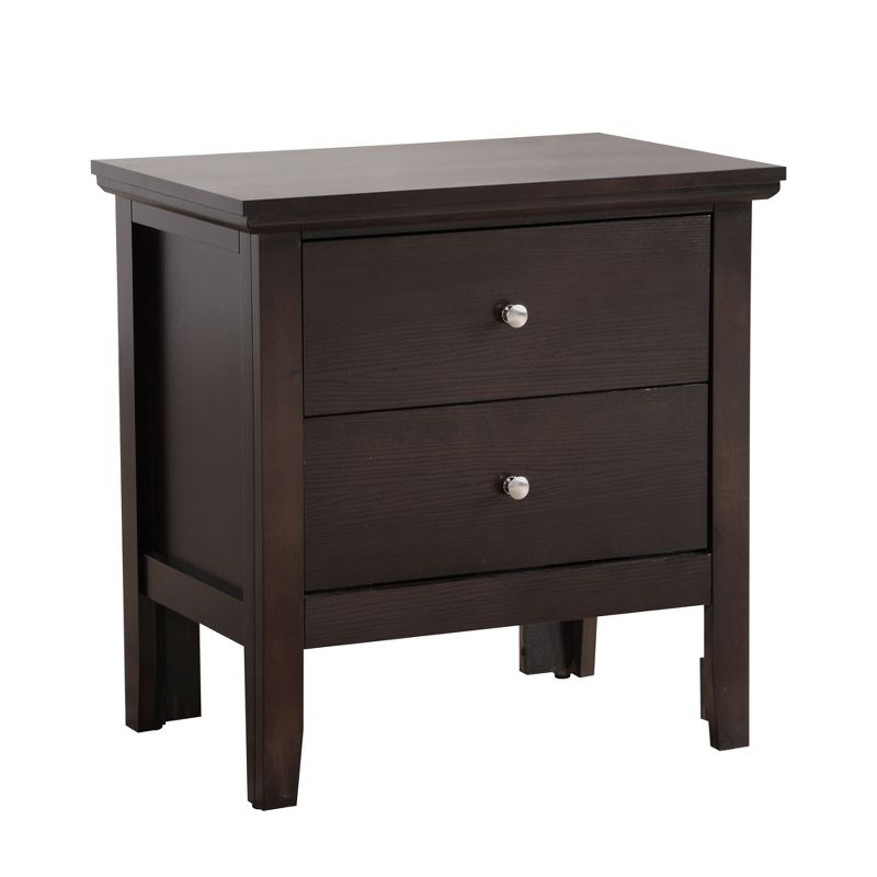 Passion Furniture Primo 2-Drawer Espresso Nightstand (24 in. H x 19 in. W x 15.5 in. D)
