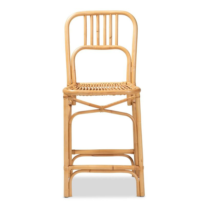 Ivora Rattan Counter Height Barstool Natural/Brown - bali & pari: Bohemian Style, Fixed Seat 24.5", No Assembly Required