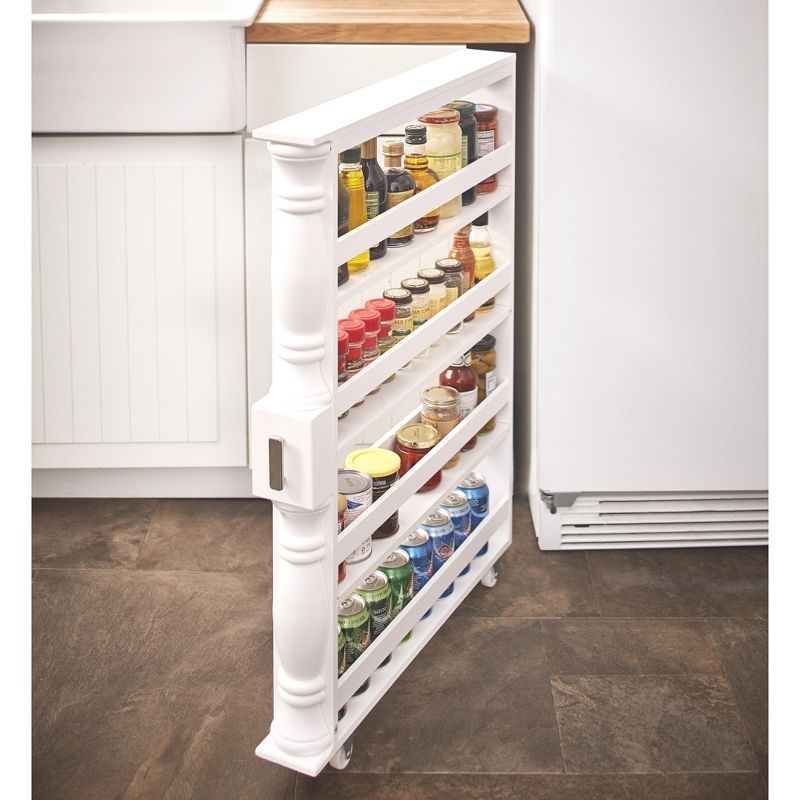 The Lakeside Collection Slim Rolling Can and Spice Racks - White