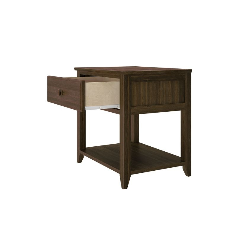 Max & Lily Nightstand with Storage Drawer, Small Wooden Bedside, Side Tables for Bedroom, Walnut