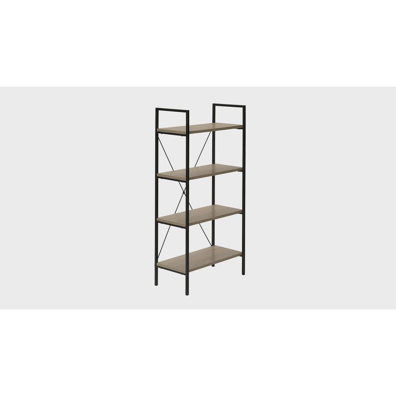 Monarch Specialties Bookshelf Bookcase 4 Tier 48InchH Office Bedroom Metal Laminate Brown Black Contemporary Modern