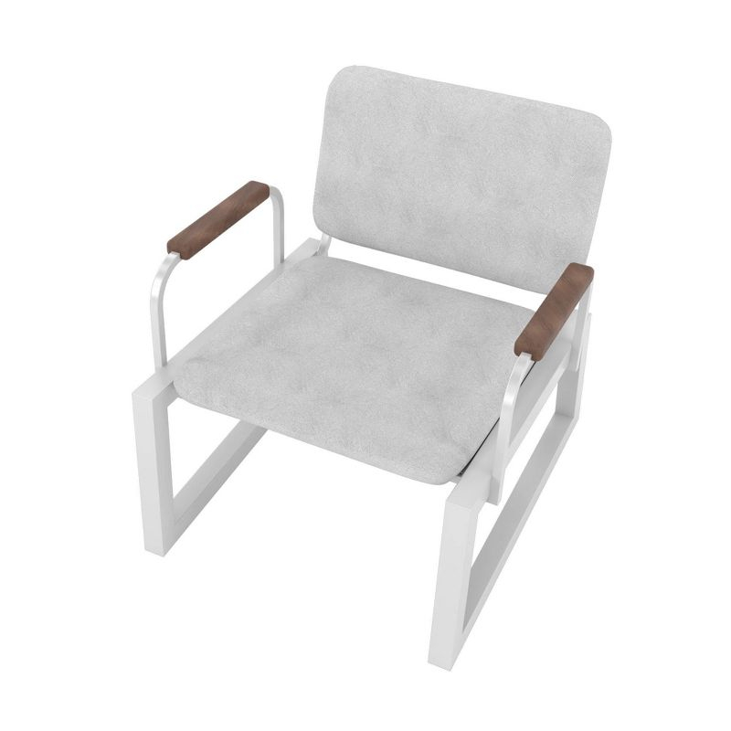 1.0 Whythe Low Accent Chair White - Manhattan Comfort: Faux Leather, Steel Legs, No Assembly Required