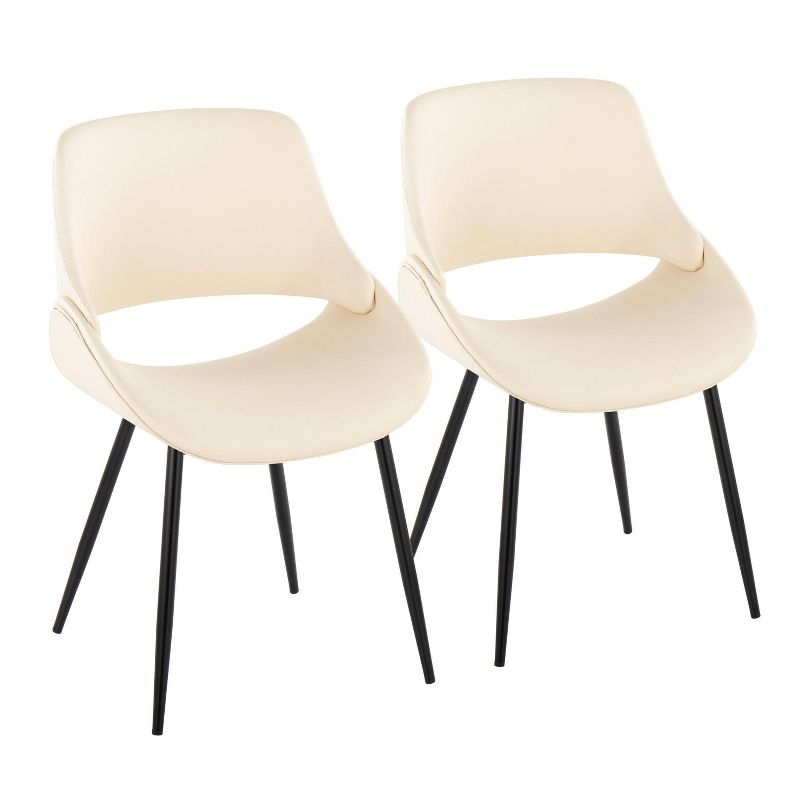 Set of 2 Fabrico Dining Chairs Black/Cream Faux Leather - LumiSource: Upholstered Metal Frame, Foam Padding