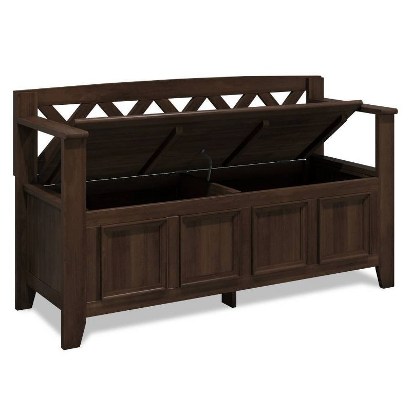 WyndenHall 48" Wide Halifax Transitional Solid Wood Entryway Storage Bench Natural Aged Brown: Solid Wood, Flip Lid, Dual Compartment
