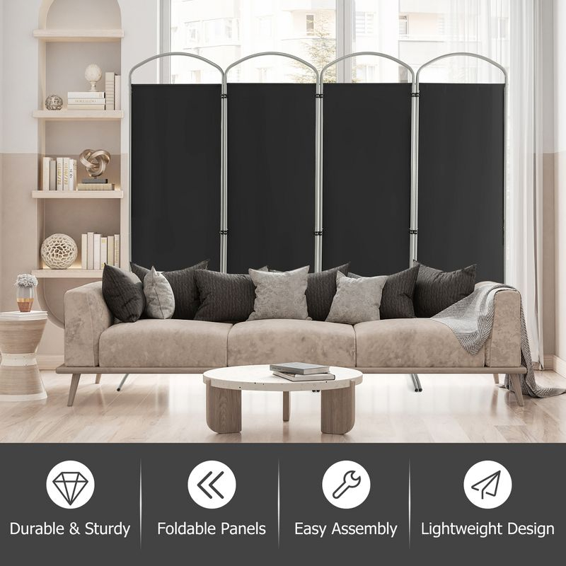 Costway 4 Panels Folding Room Divider 6 Ft Tall Fabric Privacy Screen Black