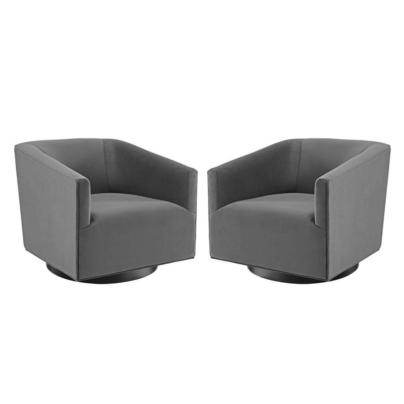 Set of 2 Twist Swivel Chairs Performance Velvet Gray - Modway