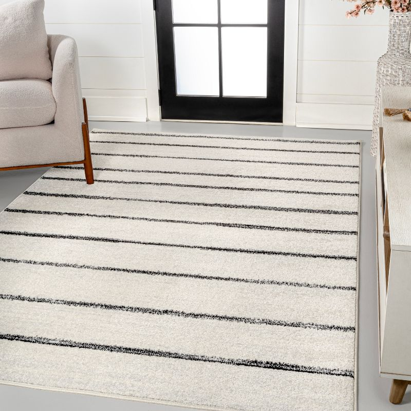 JONATHAN Y Williamsburg Minimalist Stripe Cream/Black 8 ft. x 10 ft. Area Rug