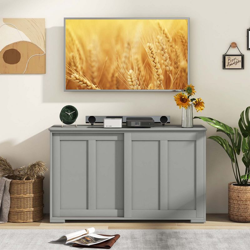 Costway Kitchen Storage Cabinet Sideboard Buffet Cupboard Wood Sliding Door Pantry Gray