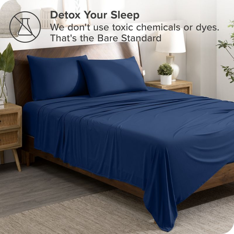 Full Dark Blue Premium 4 Way Microfiber Stretch Knit Sheet Set by Bare Home