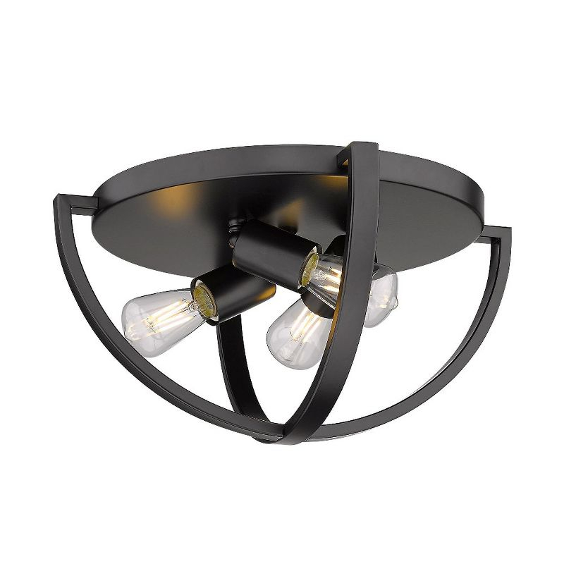 Golden Lighting Colson 3-Light Flush Mount in Matte Black