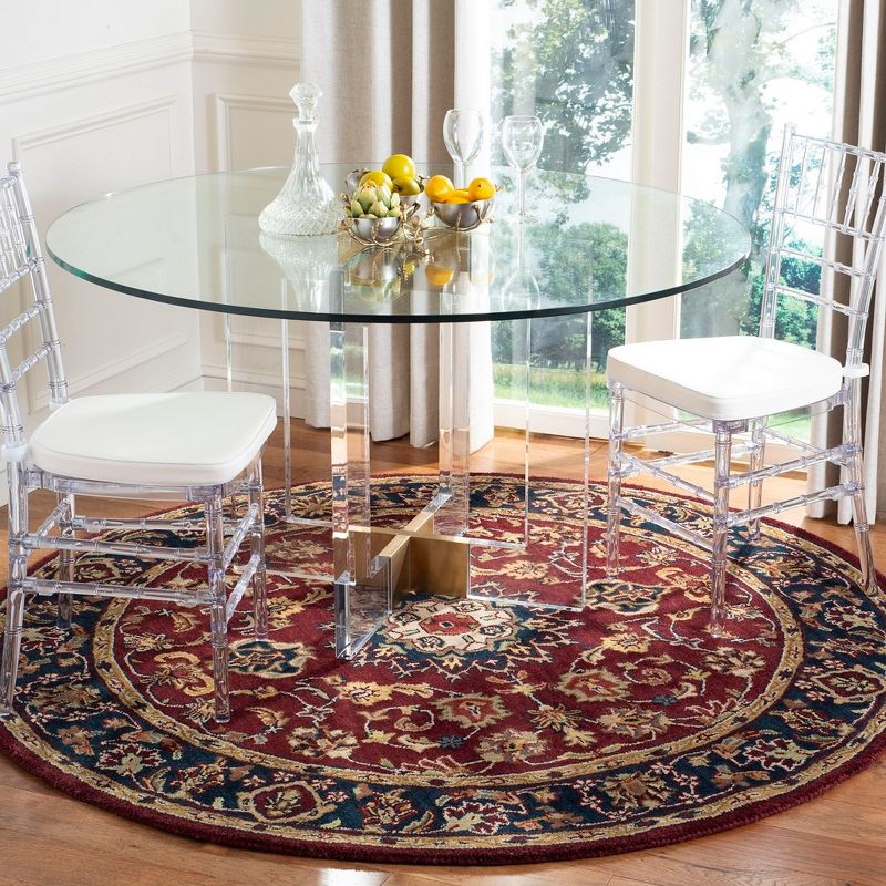 Classic CL362 Hand Tufted Area Rug - Burgundy/Navy - 6' Round - Safavieh.