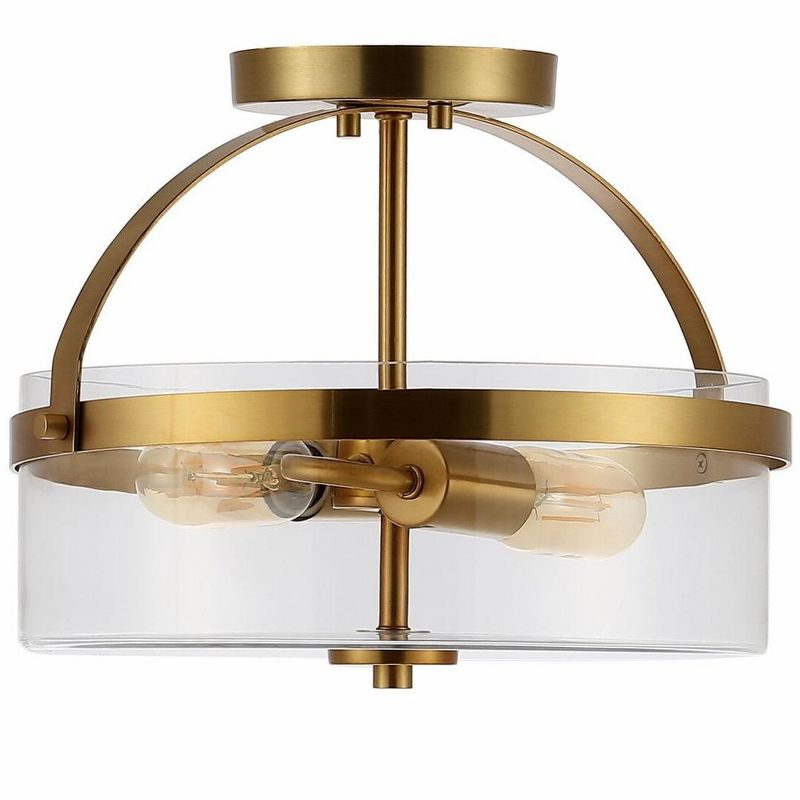 Nensor 2 Light 13" Flush Mount - FLU4051 - Brass/Clear - Safavieh