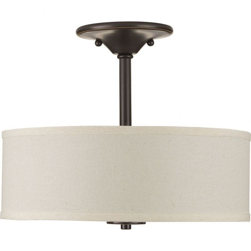 Progress Lighting, Inspire Collection, 2-Light Semi-Flush Mount, Brushed Nickel, Linen Shade