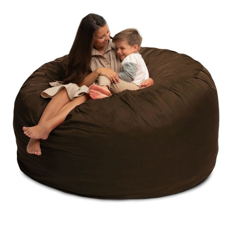 Ultimate Sack 6ft Bean Bag Chair, Oversized Comfortable Indoor Floor Lounger, Giant Foam-Filled Furniture for Relaxing, Brown Suede