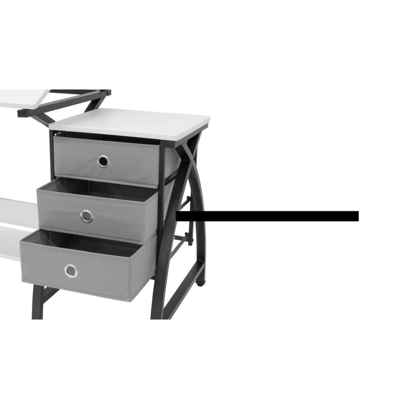 Comet Plus Drawing Table and Stool Set Silver/Gray - studio designs: Adjustable Top, Storage Drawers, Padded Seat