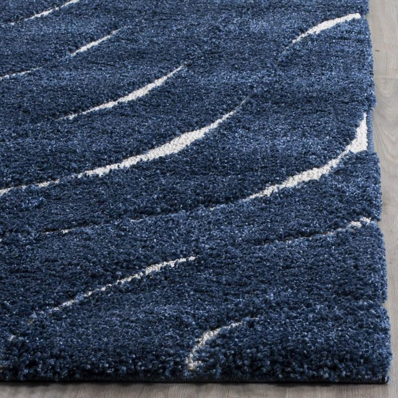 Florida Shag SG472 Power Loomed Indoor Area Rug - Dark Blue/Cream - 5'3"x7'6" - Safavieh