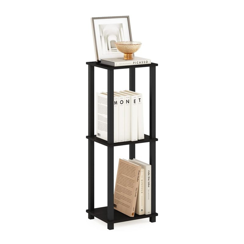 Furinno 2PCS Simple Design 2-Tier End Table Sofa Side Coffee Table W/Open Storage Shelf,Espresso/Black