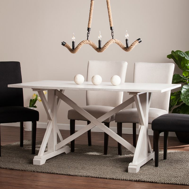 Cardwell Distressed Farmhouse Dining Table - White - SEI