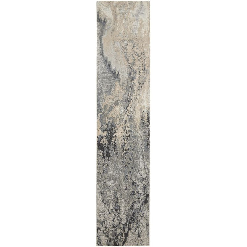 Nourison Maxell Modern Abstract Indoor Area Rug Grey 2'2" x 10'