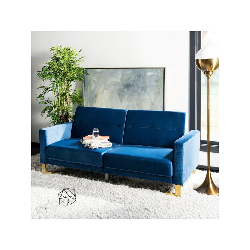 Tribeca Foldable Futon Bed - Navy/Brass - Safavieh