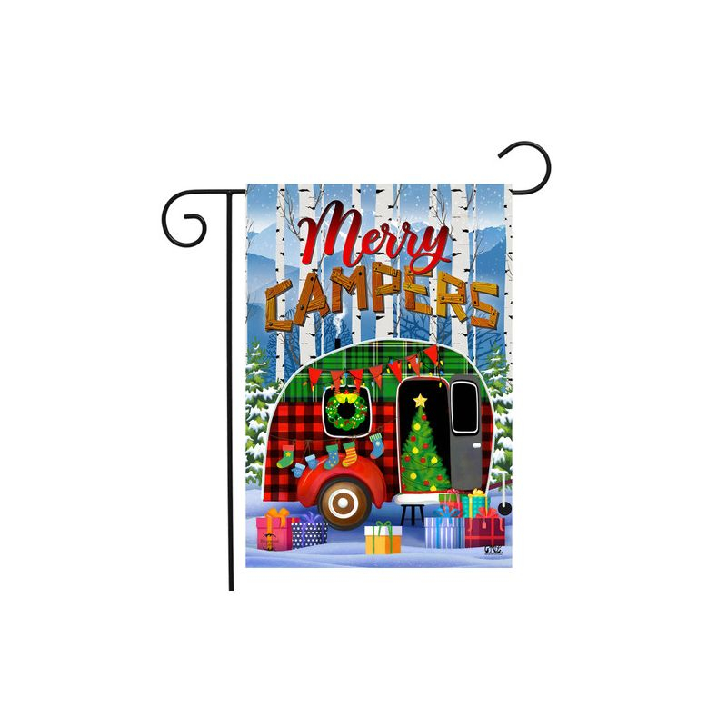 Merry Campers Christmas Garden Flag Primitive 18" x 12.5" Briarwood Lane