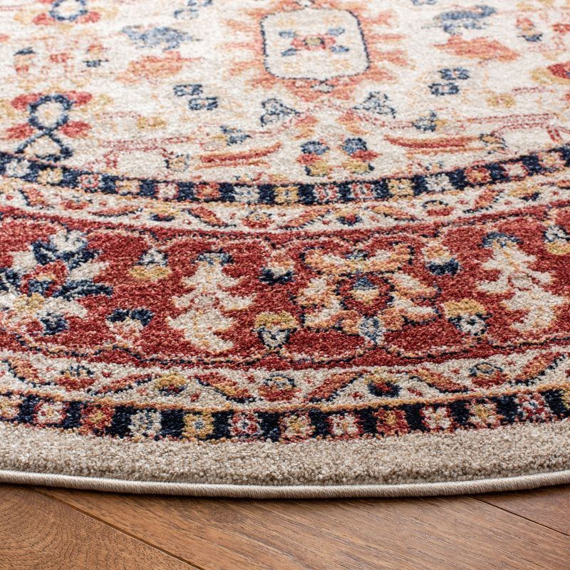 Charleston CHL412 Loomed Indoor Area Rug - Ivory/Red - 6'7"x6'7" Round - Safavieh