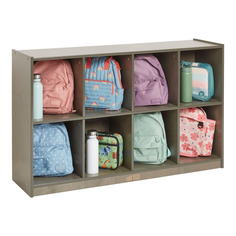 ECR4Kids 8-Compartment Mobile Backpack Storage Cabinet, Grey Wash