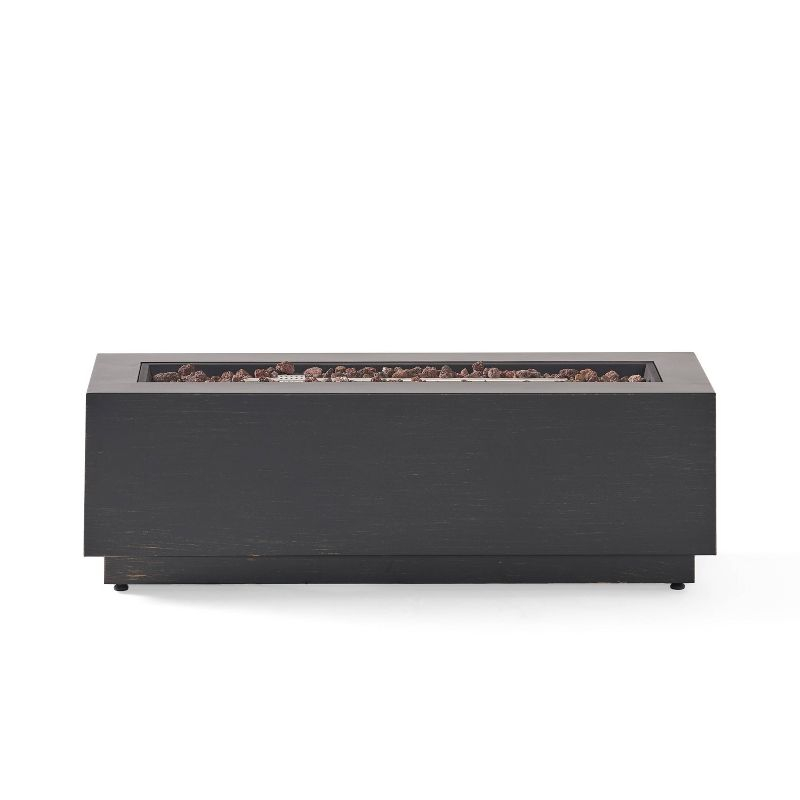 Wellington Outdoor 50000 BTU Rectangular Fire Pit Brushed Brown - Christopher Knight Home: No Assembly, Push Button Ignition